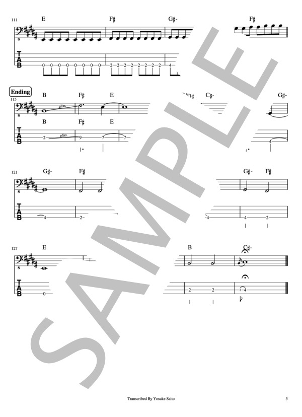 【Bass & TAB譜】新宝島  /  サカナクション / エレキベース 中級 - サンプル譜面 5/5