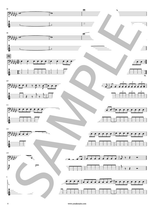 【Bass & TAB譜】WEEK END (初)  /  X / エレキベース 初〜中級 - サンプル譜面 4/5
