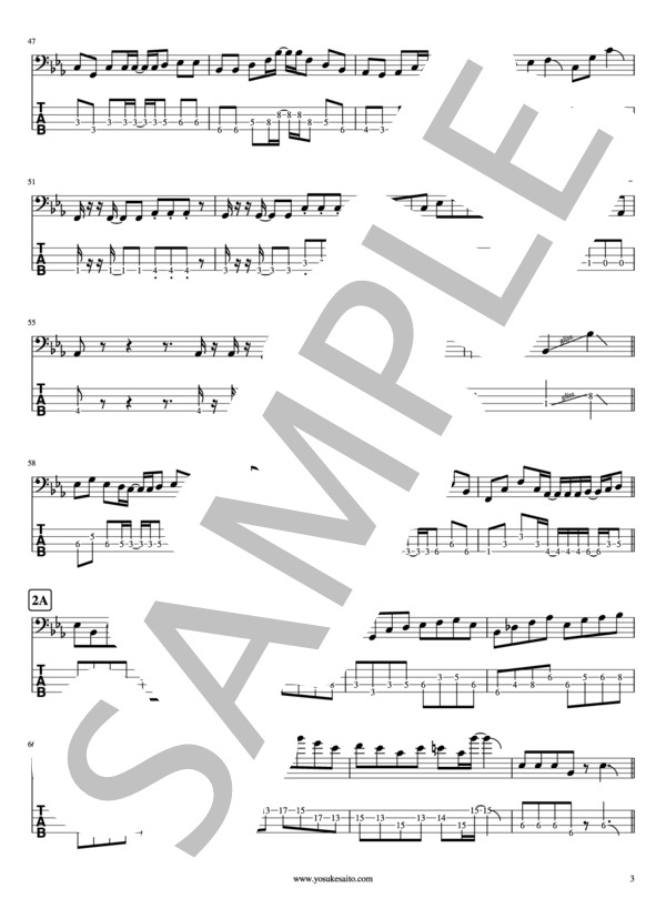 【Bass & TAB譜】10% roll, 10% romance  /  UNISON SQUARE GARDEN / エレキベース 初〜中級 - サンプル譜面 3/5