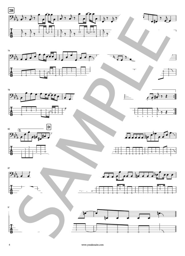 楽譜 Bass Tab譜 10 Roll 10 Romance Unison Square Garden Unison Square Garden エレキベース 初 中級 Piascore 楽譜ストア