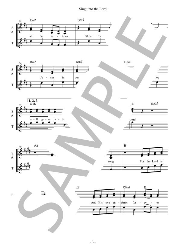 Sing unto the Lord 楽譜 (LOVEHIM) / 合唱 その他 - サンプル譜面 3/5