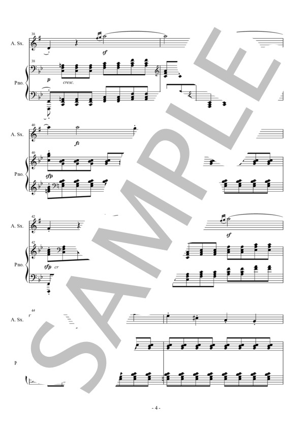 ベートーヴェン ヴァイオリンソナタ 5番 春 第1楽章 アルトサックス用  スコアのみ / ピアノソロ その他 - サンプル譜面 4/5