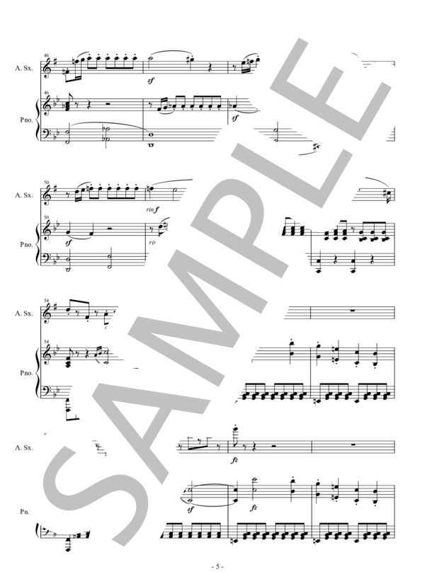 ベートーヴェン ヴァイオリンソナタ 5番 春 第1楽章 アルトサックス用  スコアのみ / ピアノソロ その他 - サンプル譜面 5/5