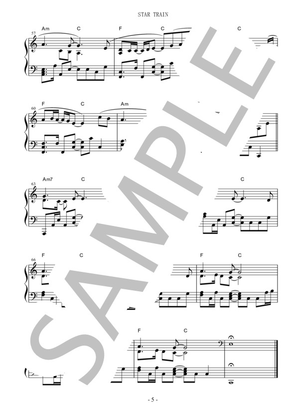 STAR TRAIN / Perfume ピアノソロ用 short ver. 中級 / 中級 - サンプル譜面 5/5