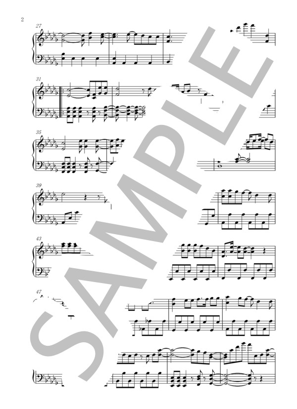 「ライフ」 ピアノ譜中級 (NEWS) / ピアノソロ 初〜中級 - サンプル譜面 2/5