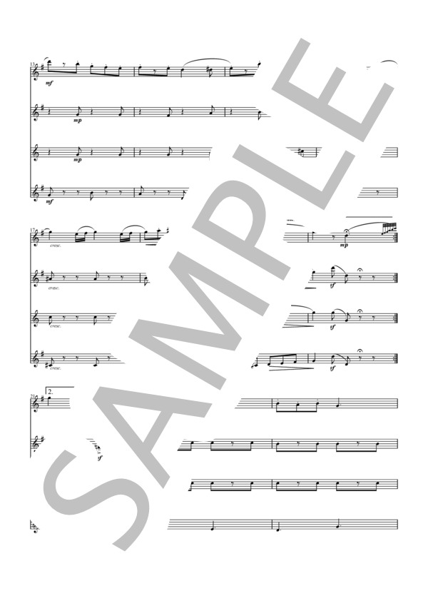 フルート四重奏のための”口笛吹きと犬” (アーサー・プライヤー) / 初〜中級 - サンプル譜面 2/5