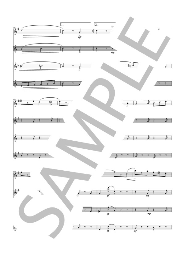 フルート四重奏のための”口笛吹きと犬” (アーサー・プライヤー) / 初〜中級 - サンプル譜面 4/5