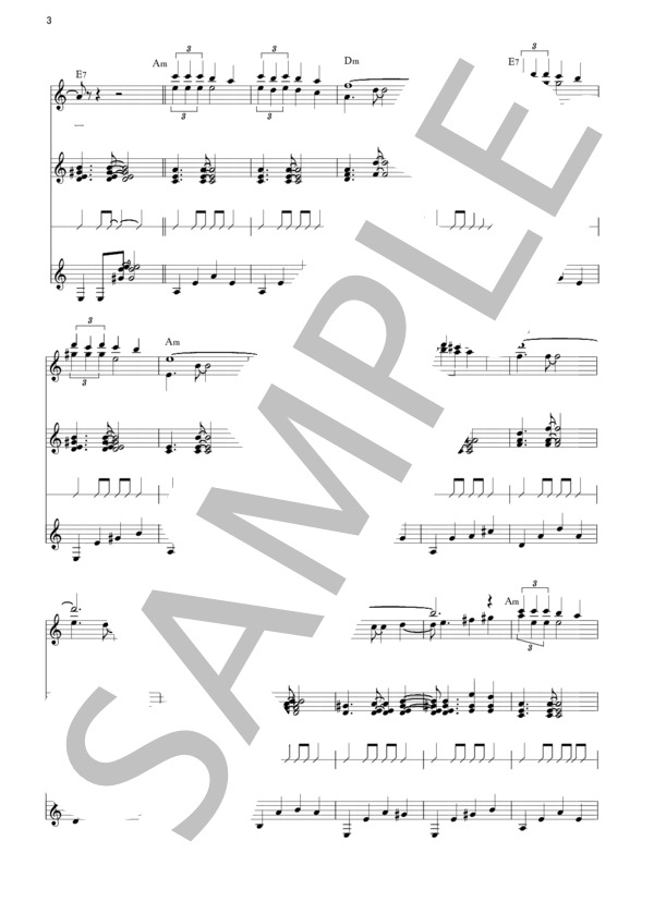 南国の夜(on a tropic night) (AGUSTIN LARA &WASHINGTON NED) / ギター重奏 初〜中級 - サンプル譜面 3/4