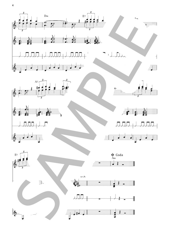 南国の夜(on a tropic night) (AGUSTIN LARA &WASHINGTON NED) / ギター重奏 初〜中級 - サンプル譜面 4/4