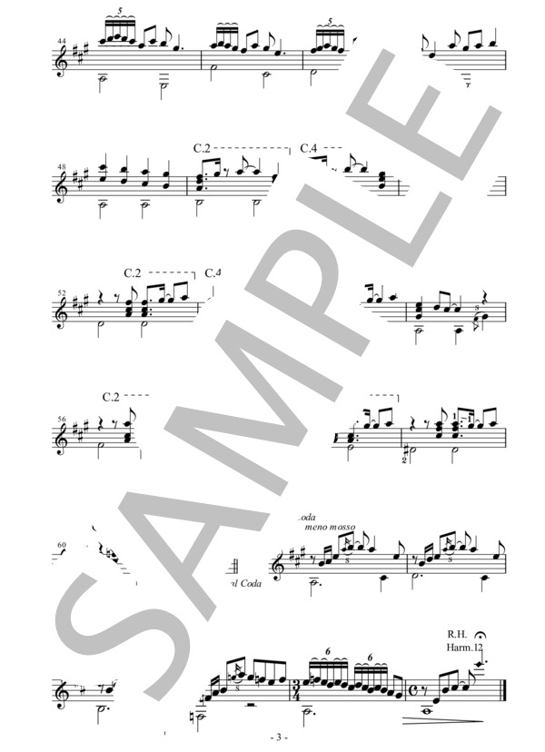 そら（瀬戸輝一) ギターソロ楽譜 / 中〜上級 - サンプル譜面 3/3