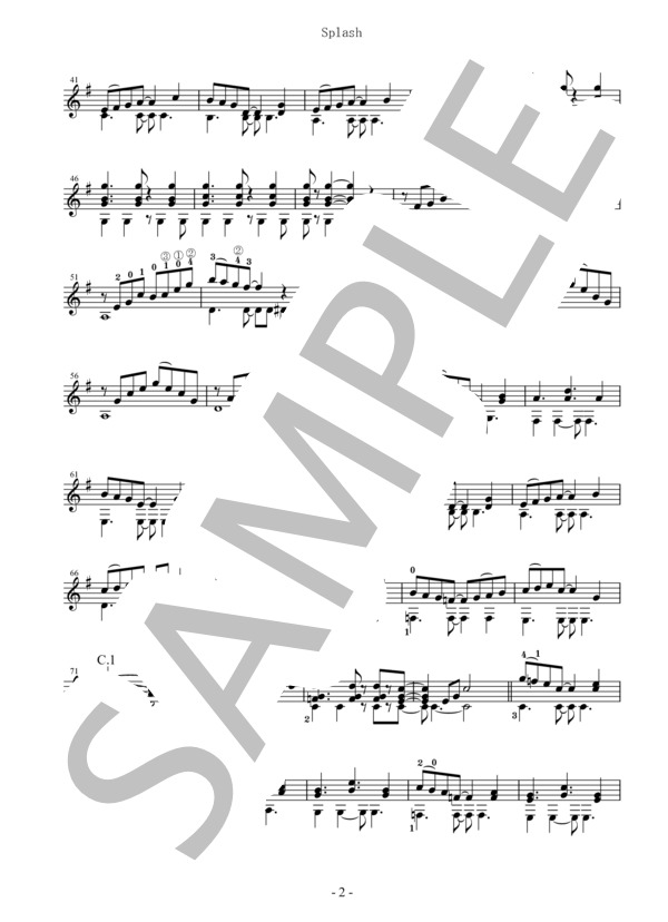 Splash(瀬戸輝一) ギターソロ楽譜 / 中級 - サンプル譜面 2/3