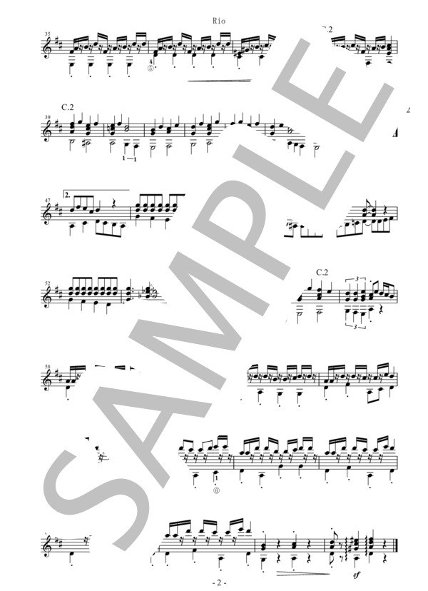 リオ（瀬戸輝一) ギターソロ楽譜 / 中〜上級 - サンプル譜面 2/2