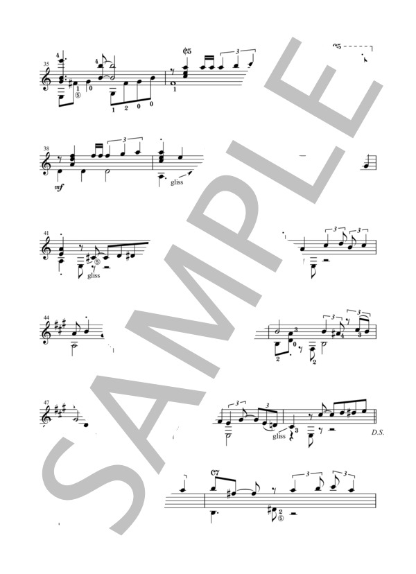 「首の差で POR UNA CABEZA」（タンゴ）ソロギター譜（運指付き TABなし） (カルロス・ガルデル) / ギターソロ 中〜上級 - サンプル譜面 3/4