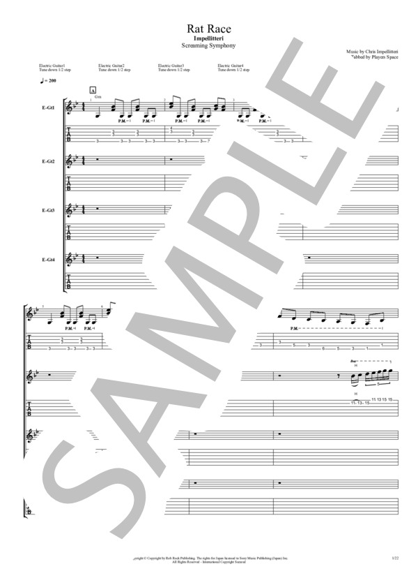 Impellitteri スコア インペリテリ 楽譜 ギタースコア 6冊セット 楽譜】ギター TAB譜 Impellitteri Rat Race インペリテリ ラット