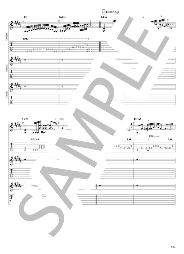 ギター TAB譜 PAMELAH パメラ 「キレイになんか愛せない」 / エレキギター その他 - サンプル譜面 2/5