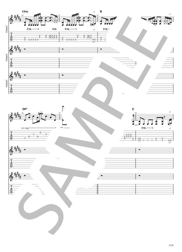 ギター TAB譜 PAMELAH パメラ 「キレイになんか愛せない」 / エレキギター その他 - サンプル譜面 4/5