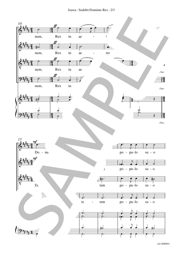 Sedebit Dominus Rex(混声四部合唱＋練習用鍵盤譜） / アカペラ 初〜中級 - サンプル譜面 2/4