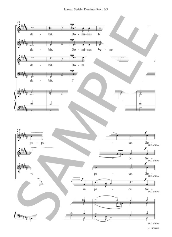 Sedebit Dominus Rex(混声四部合唱＋練習用鍵盤譜） / アカペラ 初〜中級 - サンプル譜面 3/4