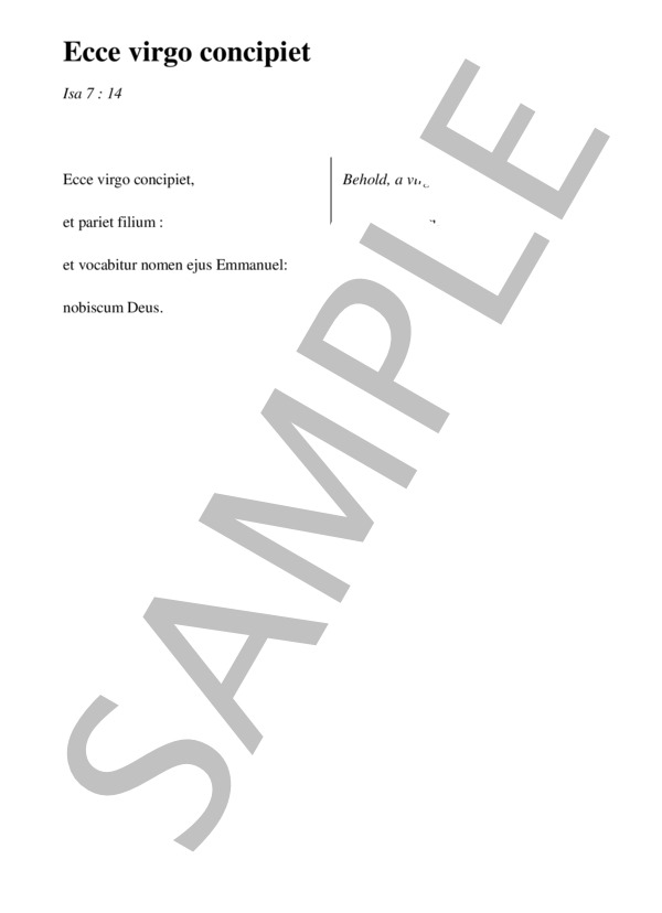 Ecce virgo concipiet(混声四部合唱＋練習用鍵盤譜） / アカペラ 初〜中級 - サンプル譜面 4/4