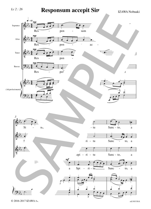 Responsum accepit Simeon(混声四部合唱＋練習用鍵盤譜） / アカペラ 初〜中級 - サンプル譜面 1/4