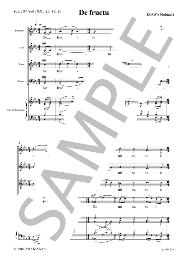 De fructu(混声四部合唱＋練習用鍵盤譜） / アカペラ 初〜中級 - サンプル譜面 1/5