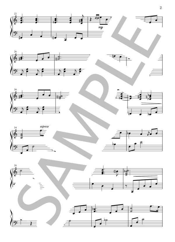 【jazz piano】《Waltz for Piano》より〈Rose - 薔薇〉（《エリーゼのために》ジャズアレンジ） / ピアノソロ 中級 - サンプル譜面 2/4