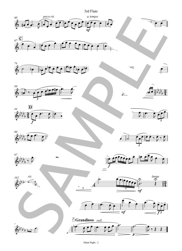 きよしこの夜[フルート4重奏](3rd Flute) (フランツ・クサーヴァー・グルーバー) / アンサンブル木管 中級 - サンプル譜面 4/5