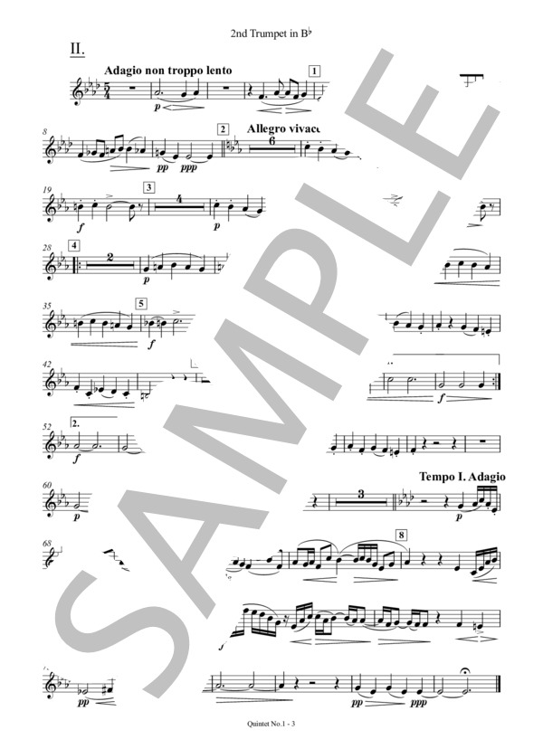 楽譜 エワルド／金管五重奏曲 第4番 作品8(【2159484】／BRE503