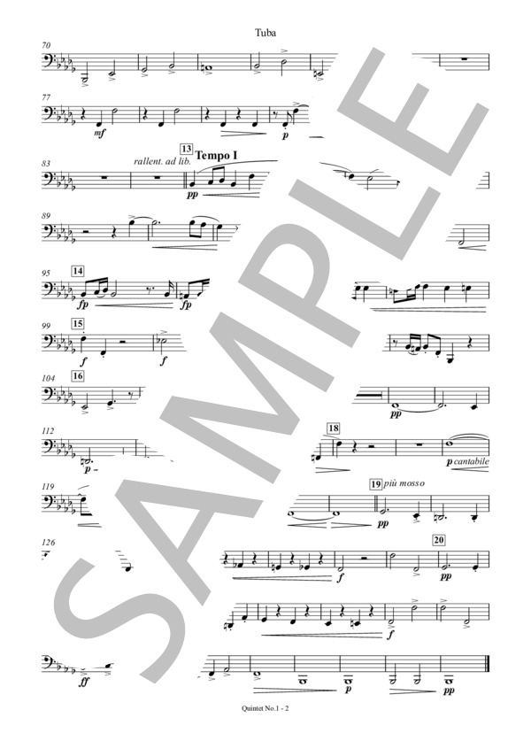 金管五重奏曲 第1番(Tuba) (ヴィクトル・エワルド) / アンサンブル金管 中級 - サンプル譜面 4/5