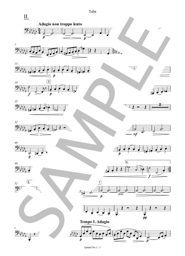 金管五重奏曲 第1番(Tuba) (ヴィクトル・エワルド) / アンサンブル金管 中級 - サンプル譜面 5/5