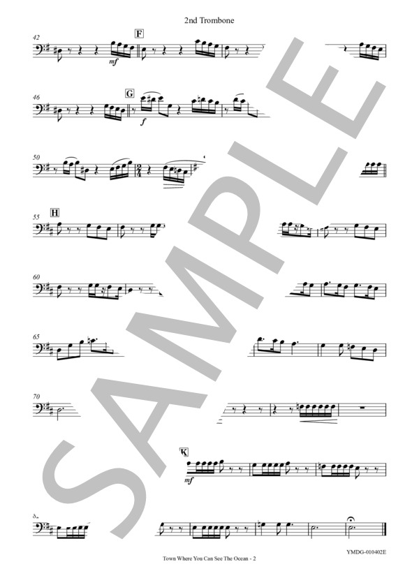 海の見える街[トロンボーン4重奏](2nd Trombone) (久石 譲) / アンサンブル金管 中級 - サンプル譜面 4/5