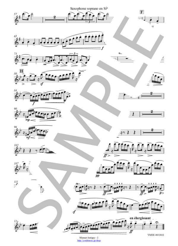 古風なメヌエット[サクソフォーン5重奏](Soprano Saxophone) (モーリス・ラヴェル) / アンサンブル木管 中〜上級 - サンプル譜面 4/5