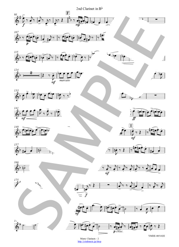 Merry Clarinets[クラリネット4重奏](2nd Clarinet) (武田 拓) / アンサンブル木管 中級 - サンプル譜面 4/5