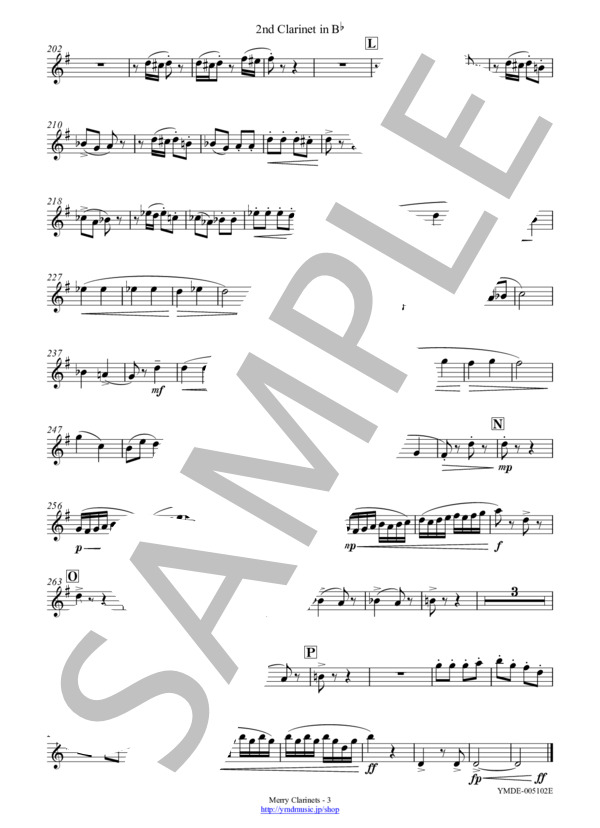 Merry Clarinets[クラリネット4重奏](2nd Clarinet) (武田 拓) / アンサンブル木管 中級 - サンプル譜面 5/5