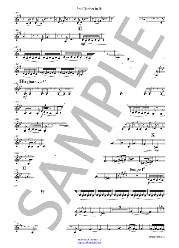 風花[フルートソロ&クラリネット4重奏](3rd Clarinet) (仮屋 賢一) / アンサンブル木管 中〜上級 - サンプル譜面 4/5