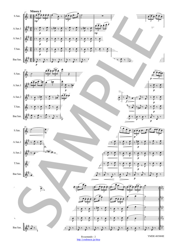 ロザムンデ[サクソフォーン5重奏](フルスコア） (フランツ・シューベルト) / アンサンブル木管 初〜中級 - サンプル譜面 4/5