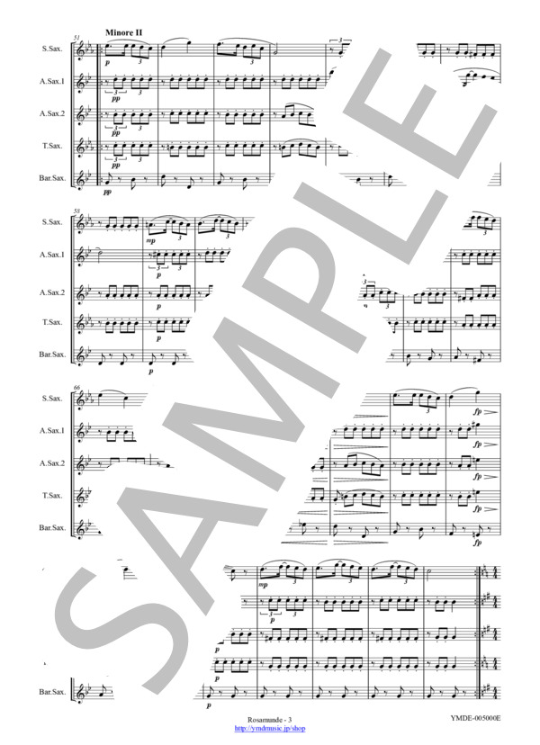 ロザムンデ[サクソフォーン5重奏](フルスコア） (フランツ・シューベルト) / アンサンブル木管 初〜中級 - サンプル譜面 5/5