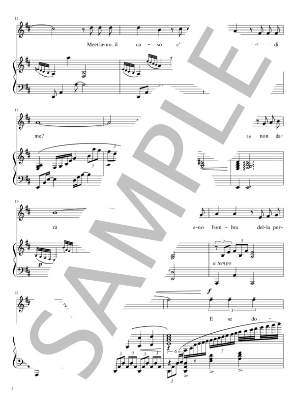 もしも明日  E se domani  声楽 Vocal ピアノ伴奏 D major (カルロ・アルベルト・ロッシ) / その他 - サンプル譜面 2/5