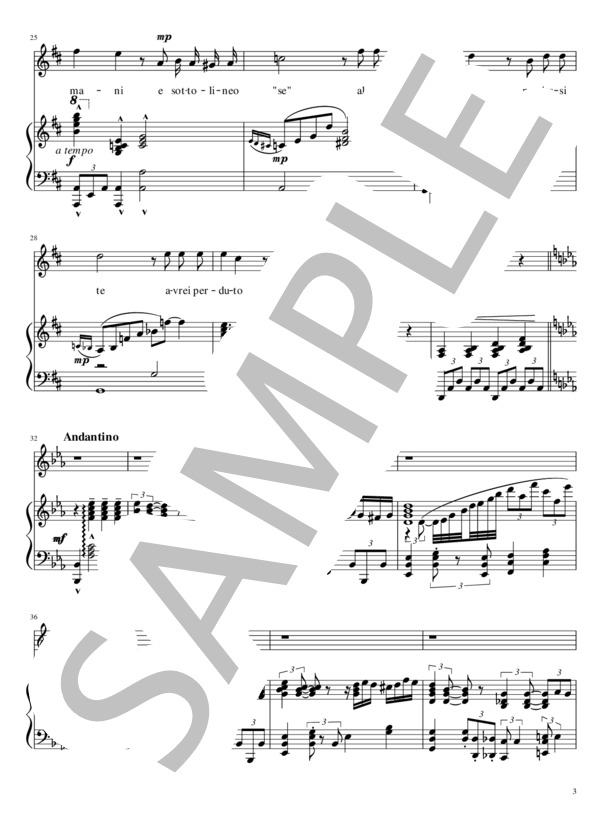 もしも明日  E se domani  声楽 Vocal ピアノ伴奏 D major (カルロ・アルベルト・ロッシ) / その他 - サンプル譜面 3/5