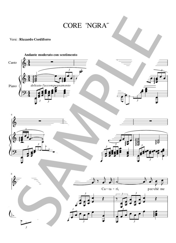 カタリ・カタリ つれない心（薄情) 声楽 ヴォーカル ピアノ伴奏 C major (低声用） (サルヴァトーレ・カルディッロ) / その他 - サンプル譜面 1/5