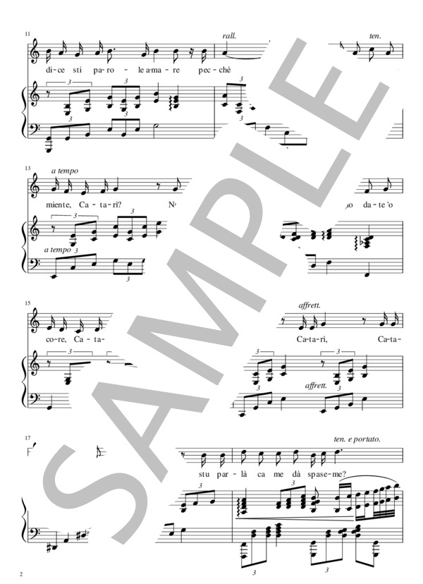 カタリ・カタリ つれない心（薄情) 声楽 ヴォーカル ピアノ伴奏 C major (低声用） (サルヴァトーレ・カルディッロ) / その他 - サンプル譜面 2/5