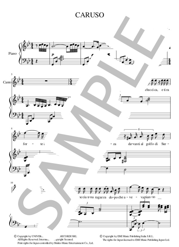 カルーソー CARUSO  ダッラ G minor  声楽 ヴォーカル ピアノ伴奏 (Dalla Lucio) / その他 - サンプル譜面 1/5
