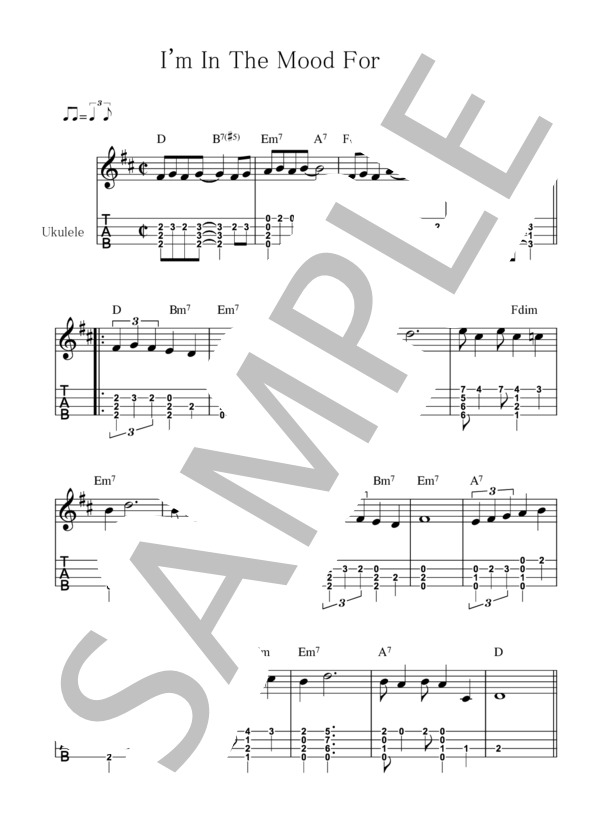 I'm In The Mood For Love【ウクレレ TAB譜】大橋英比個 (Julie London) / ウクレレソロ 初〜中級 - サンプル譜面 1/2