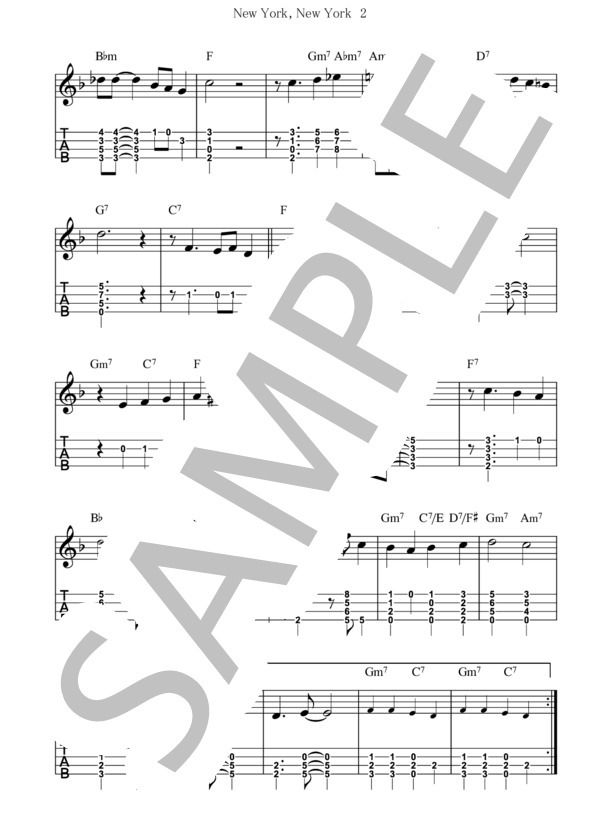 New York, New York【ウクレレ TAB譜】大橋英比個 (フランク・シナトラ) / ウクレレソロ 初〜中級 - サンプル譜面 2/3