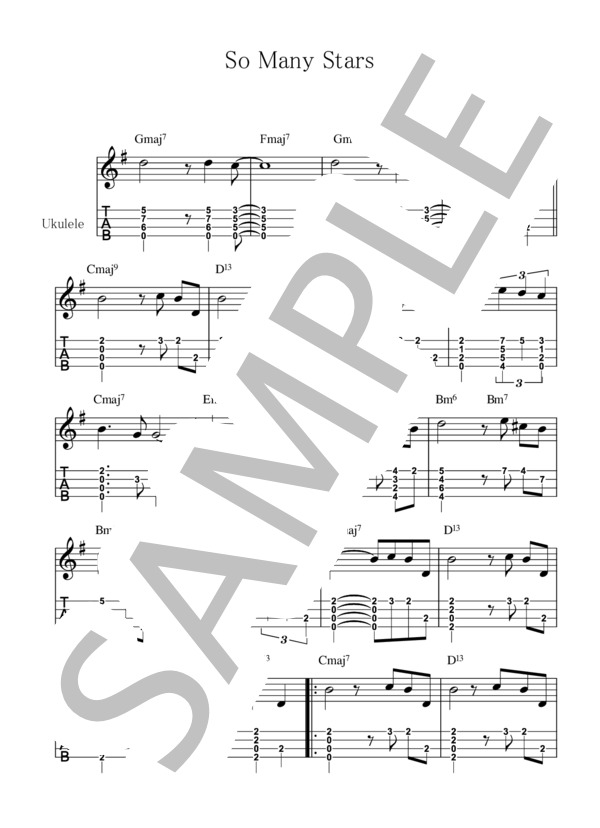 So Many Stars【ウクレレ TAB譜】大橋英比個 (EARL KLUGH) / ウクレレソロ 初〜中級 - サンプル譜面 1/3