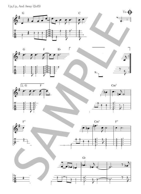 Up, Up And Away【ウクレレ TAB譜】大橋英比個 (THE 5TH DIMENTION) / ウクレレソロ 初〜中級 - サンプル譜面 2/3