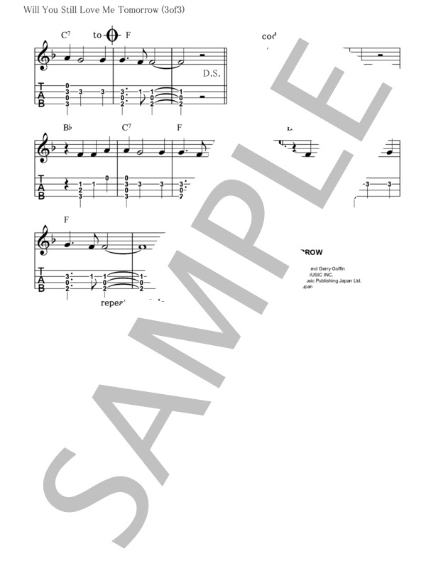 Will You Still Love Me Tomorrow【ウクレレ TAB譜】大橋英比個 (フランソワーズ・アルディ) / ウクレレソロ 初〜中級 - サンプル譜面 3/3