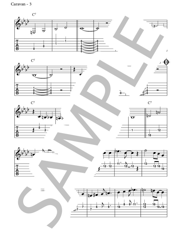 Caravan キャラバン【スチールギター TAB譜】大橋英比個 ※インプロヴィゼーション付き (デューク・エリントン) / その他 中級 - サンプル譜面 3/5