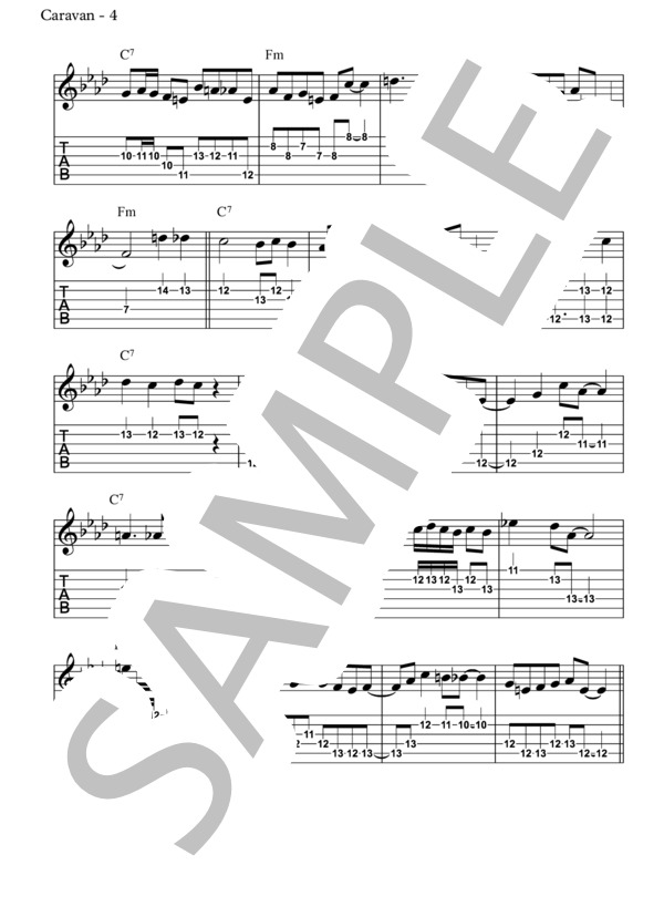 Caravan キャラバン【スチールギター TAB譜】大橋英比個 ※インプロヴィゼーション付き (デューク・エリントン) / その他 中級 - サンプル譜面 4/5