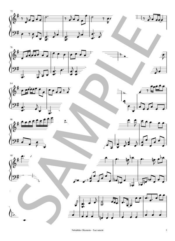 「バチカン奇跡調査官」ED曲 サクラメント ピアノソロ譜 (岡本 信彦) / その他 - サンプル譜面 3/4